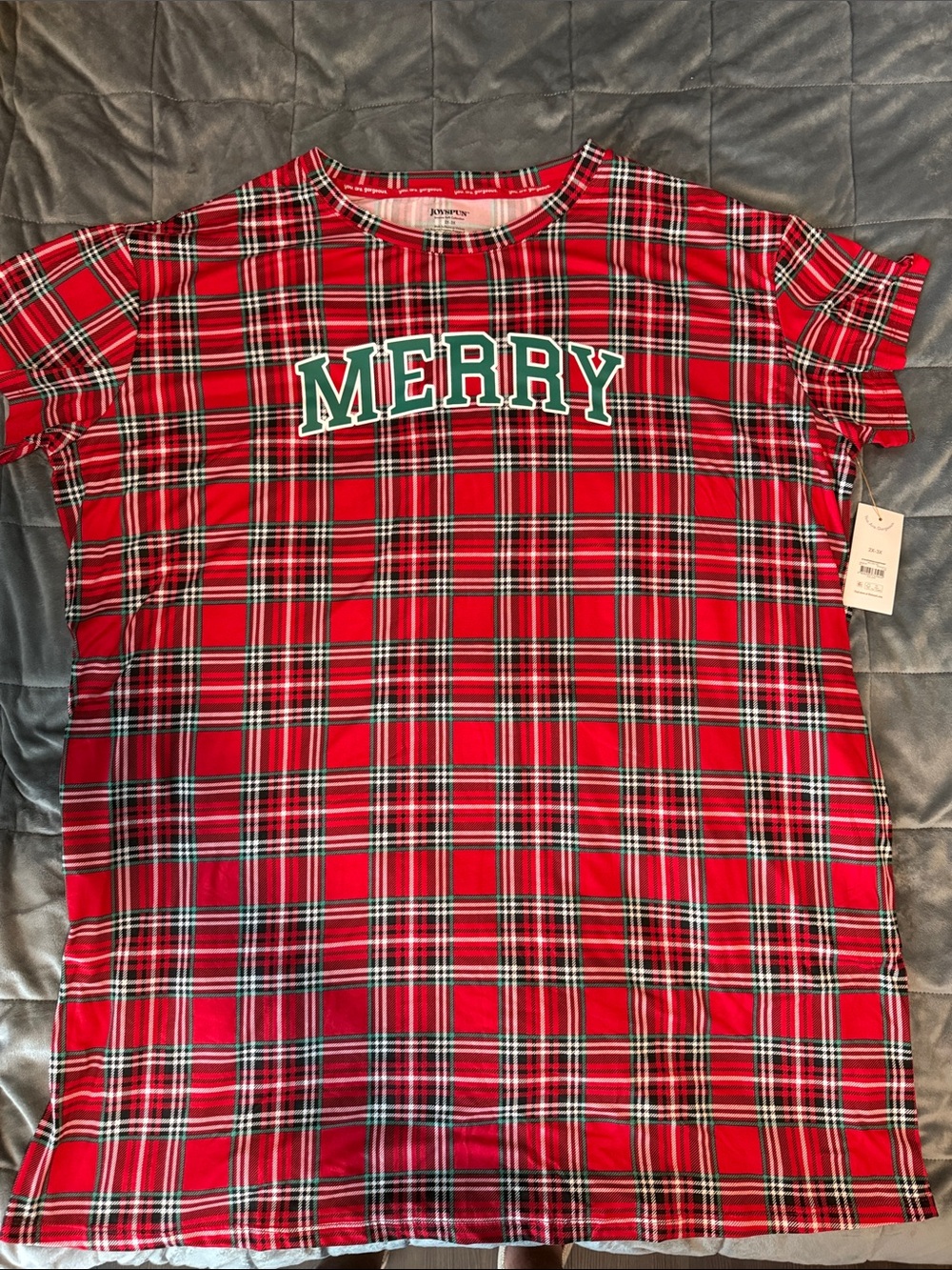 Merry Plaid Short-Sleeve Sleep Tee - Red